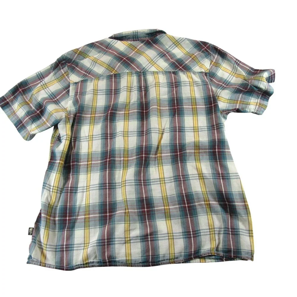 The North Face Mens Shirt L Multicolored Plaid Button Up Short Sleeve Cotton‎